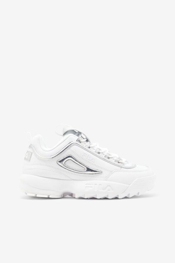 Tênis Fila Mulher Branco/Branco/Metal Prateadas - Fila Disruptor 2 Creased Metallic Loja Online Port